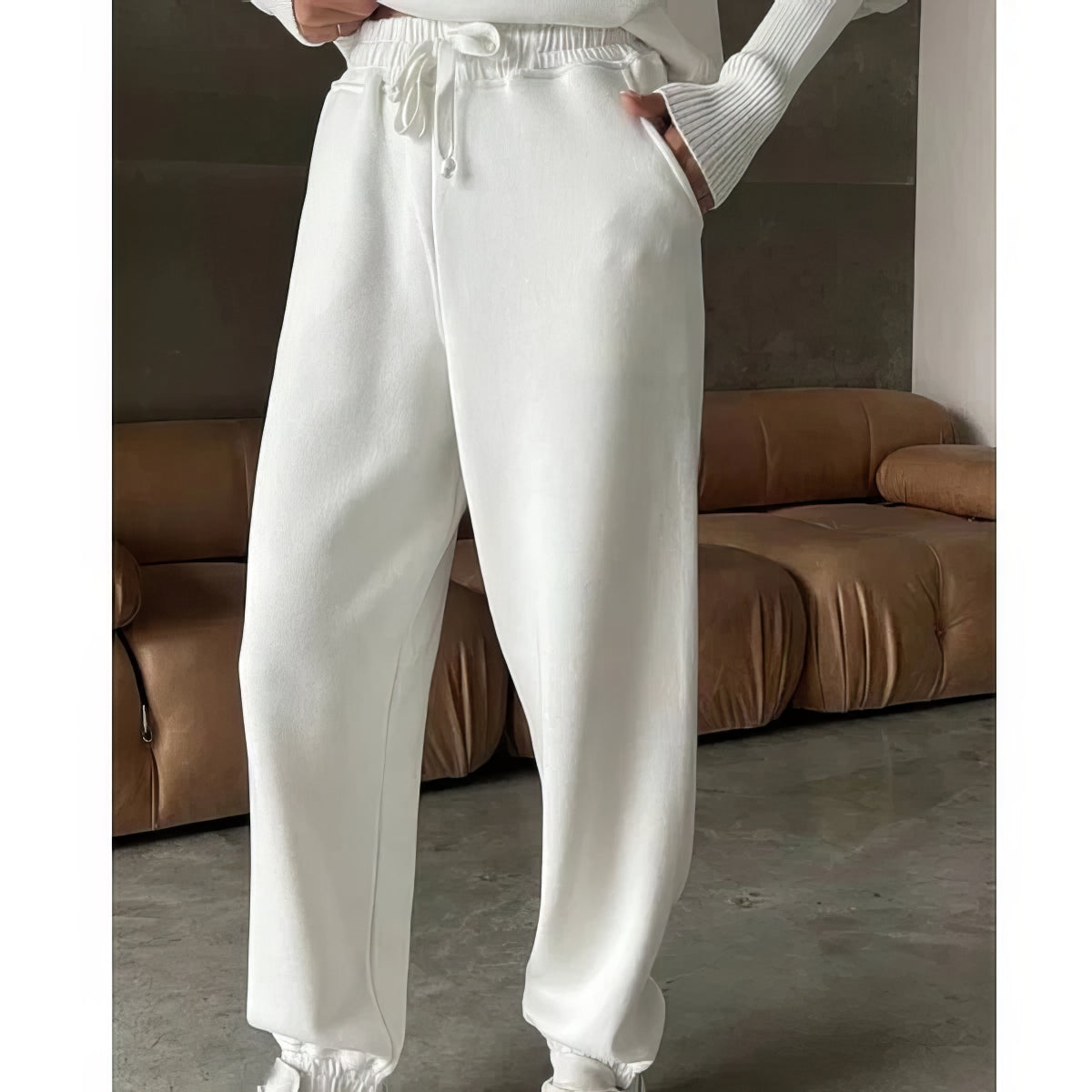 Women's Ribbed Two-Piece Lounge Set with Zip Detail