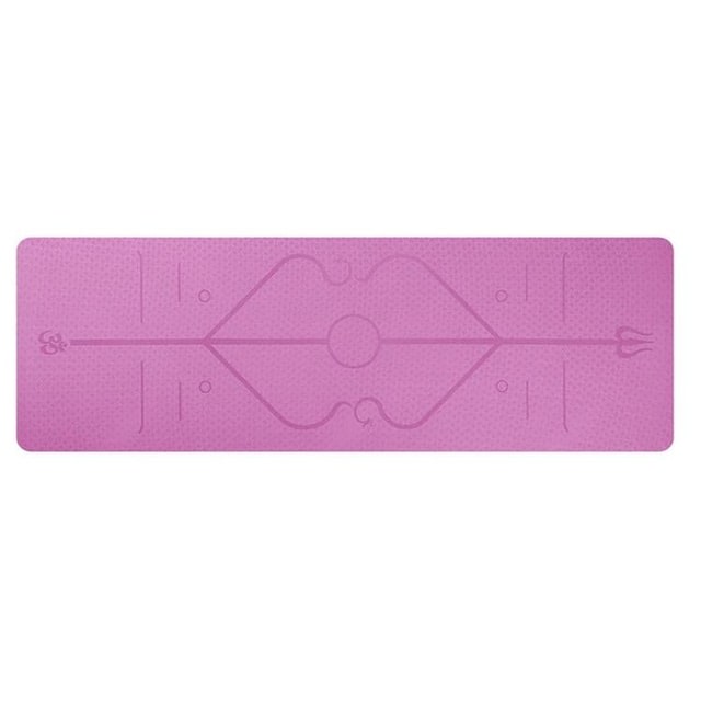 Non Slip Tpe Yoga Mat with Body Alignment Lines and 6mm Thick Cushioning