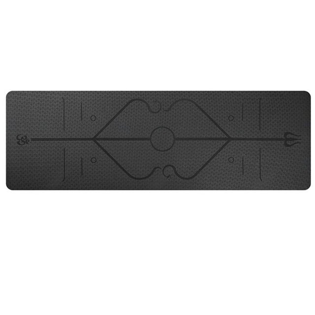Non Slip Tpe Yoga Mat with Body Alignment Lines and 6mm Thick Cushioning