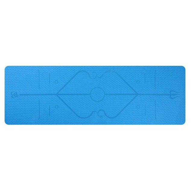 Non Slip Tpe Yoga Mat with Body Alignment Lines and 6mm Thick Cushioning