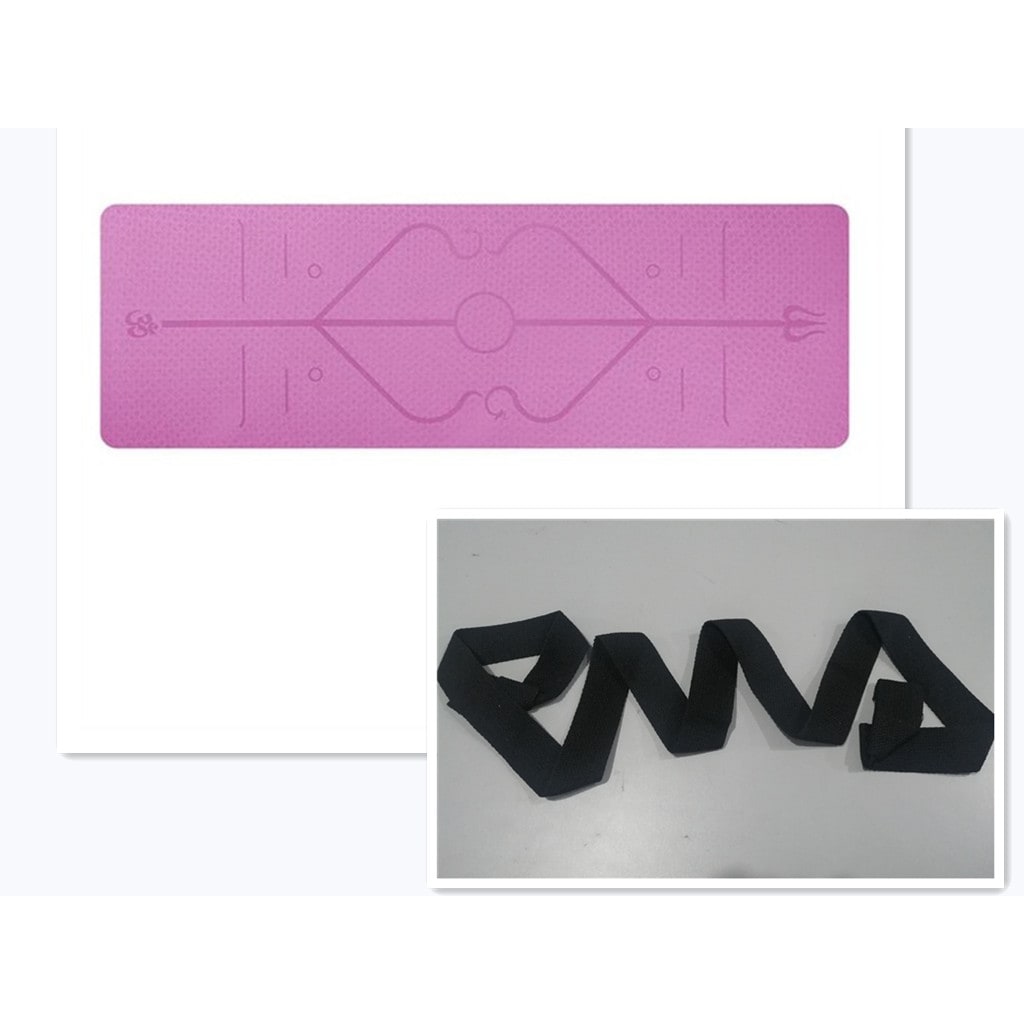 Non Slip Tpe Yoga Mat with Body Alignment Lines and 6mm Thick Cushioning