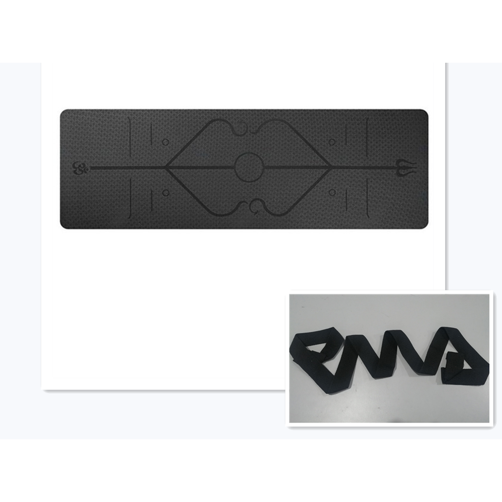 Non Slip Tpe Yoga Mat with Body Alignment Lines and 6mm Thick Cushioning