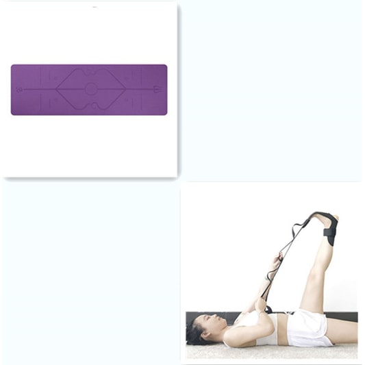 Non Slip Tpe Yoga Mat with Body Alignment Lines and 6mm Thick Cushioning