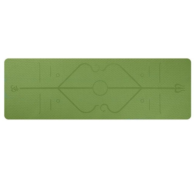Non Slip Tpe Yoga Mat with Body Alignment Lines and 6mm Thick Cushioning