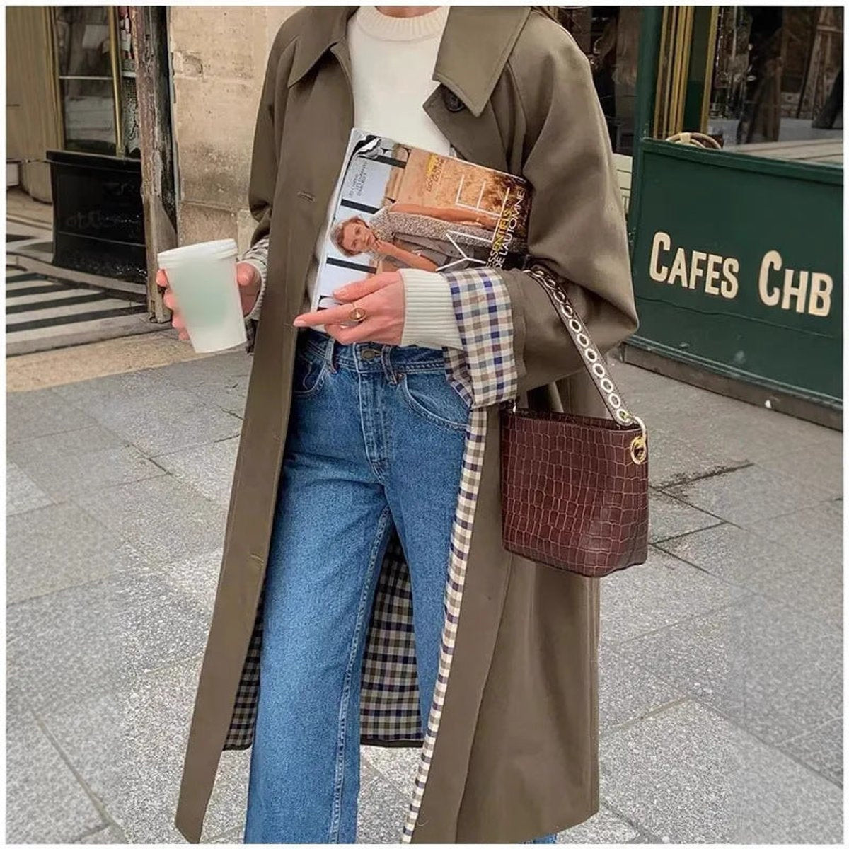Eleanor | Women's Long Oversized Trench Coat Plaid Lining
