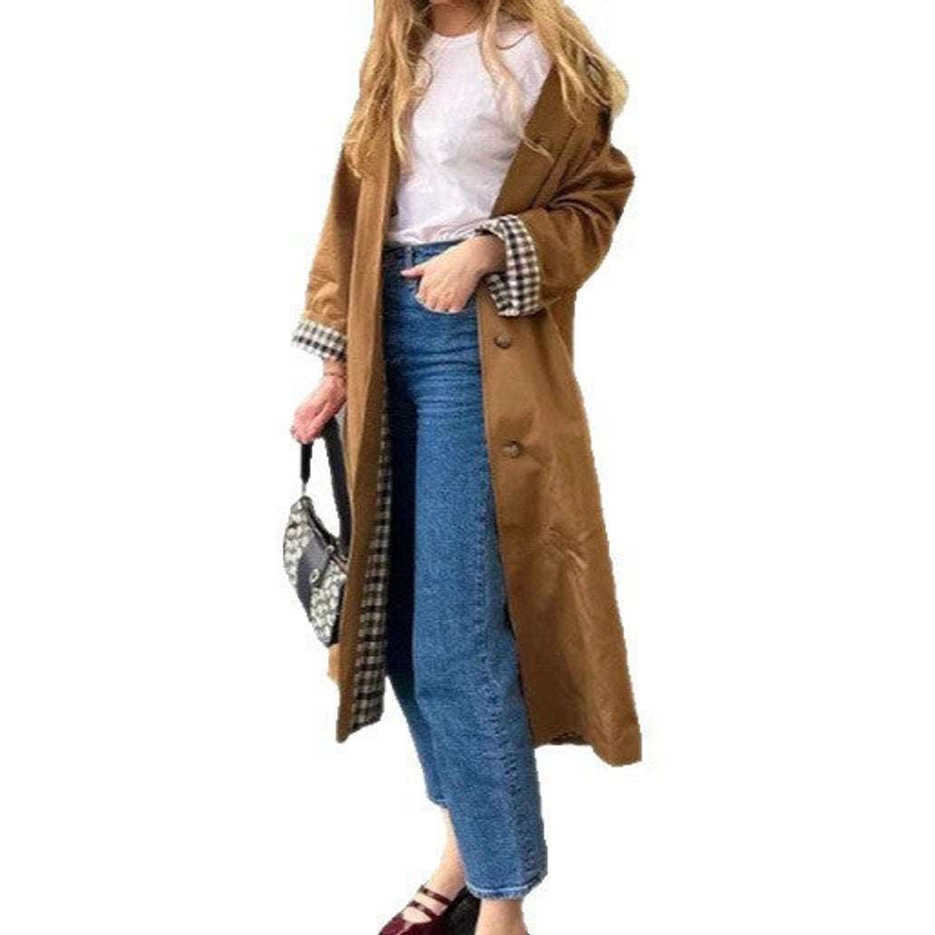 Eleanor | Women's Long Oversized Trench Coat Plaid Lining