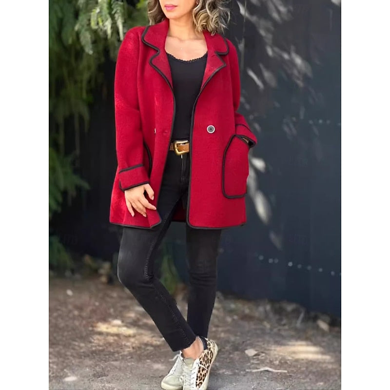 Delaine | Oversized Contrast Trim Loose Winter Coat