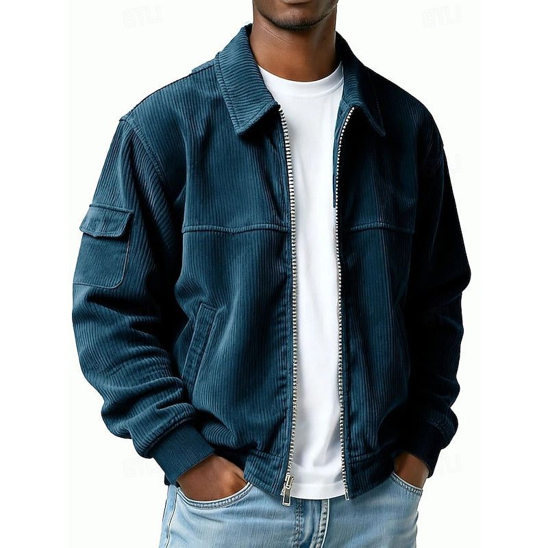 Zip-Up Blouson Jacket with Cargo Pockets for Men