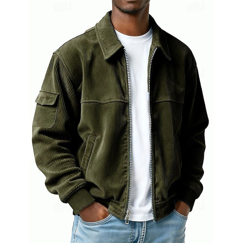 Zip-Up Blouson Jacket with Cargo Pockets for Men