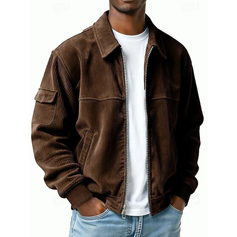 Zip-Up Blouson Jacket with Cargo Pockets for Men