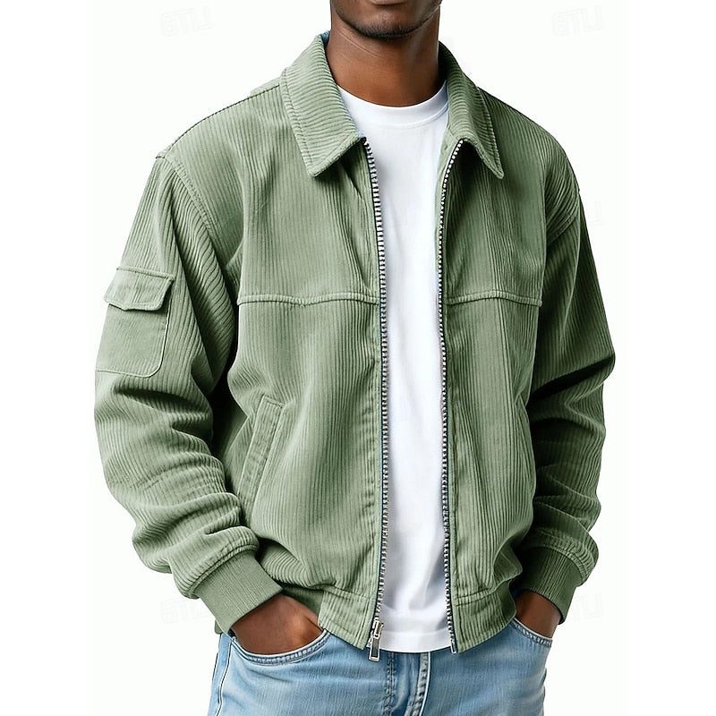 Zip-Up Blouson Jacket with Cargo Pockets for Men