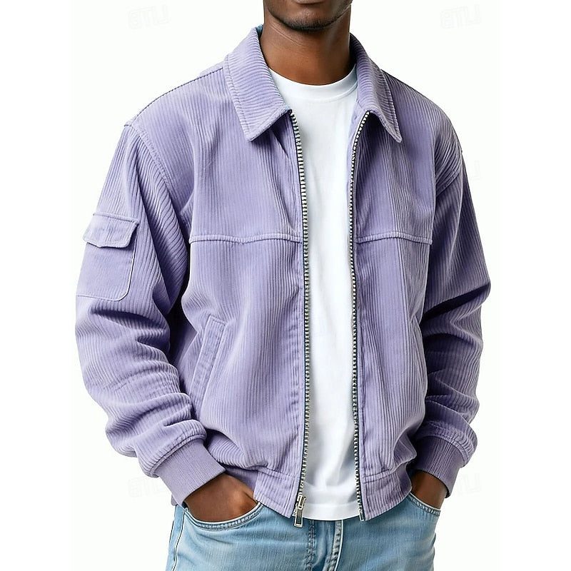 Zip-Up Blouson Jacket with Cargo Pockets for Men