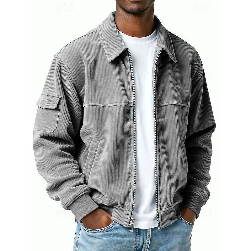 Zip-Up Blouson Jacket with Cargo Pockets for Men