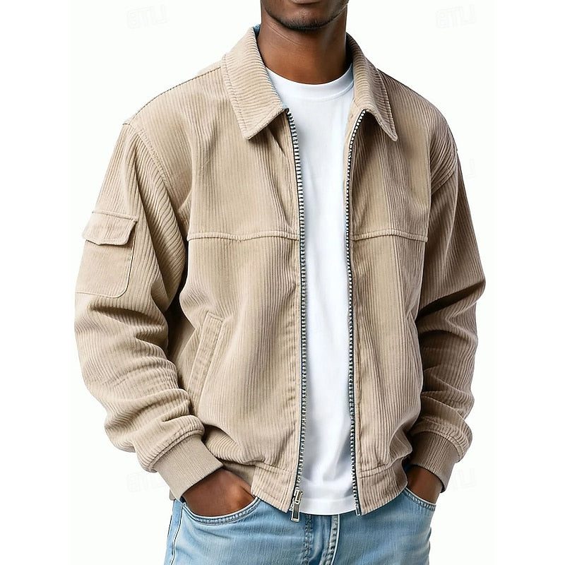 Zip-Up Blouson Jacket with Cargo Pockets for Men