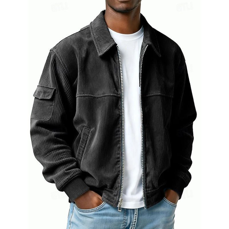 Zip-Up Blouson Jacket with Cargo Pockets for Men
