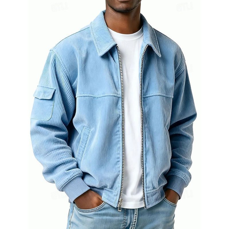 Zip-Up Blouson Jacket with Cargo Pockets for Men
