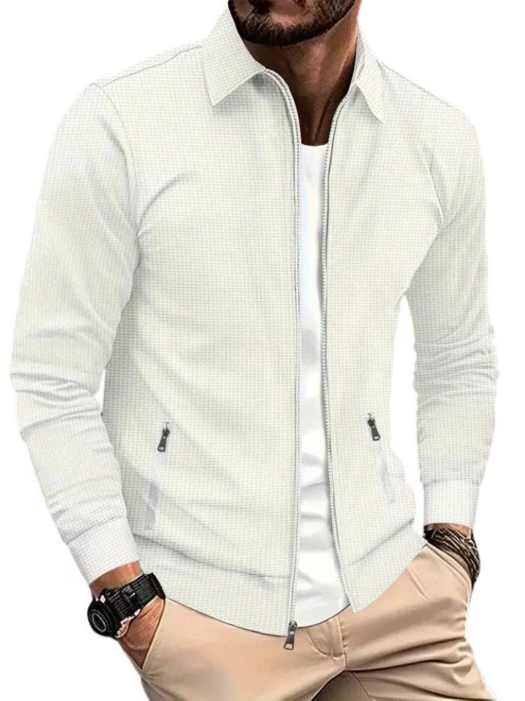 Zip-Up Collared Shirt Jacket for Men