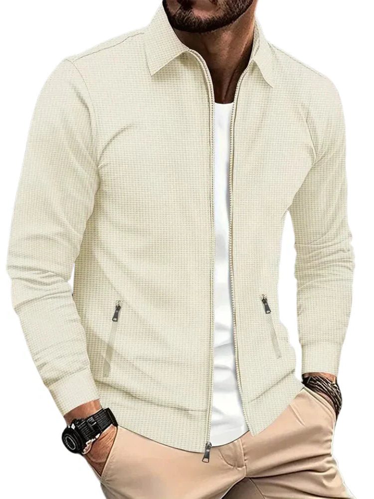 Zip-Up Collared Shirt Jacket for Men