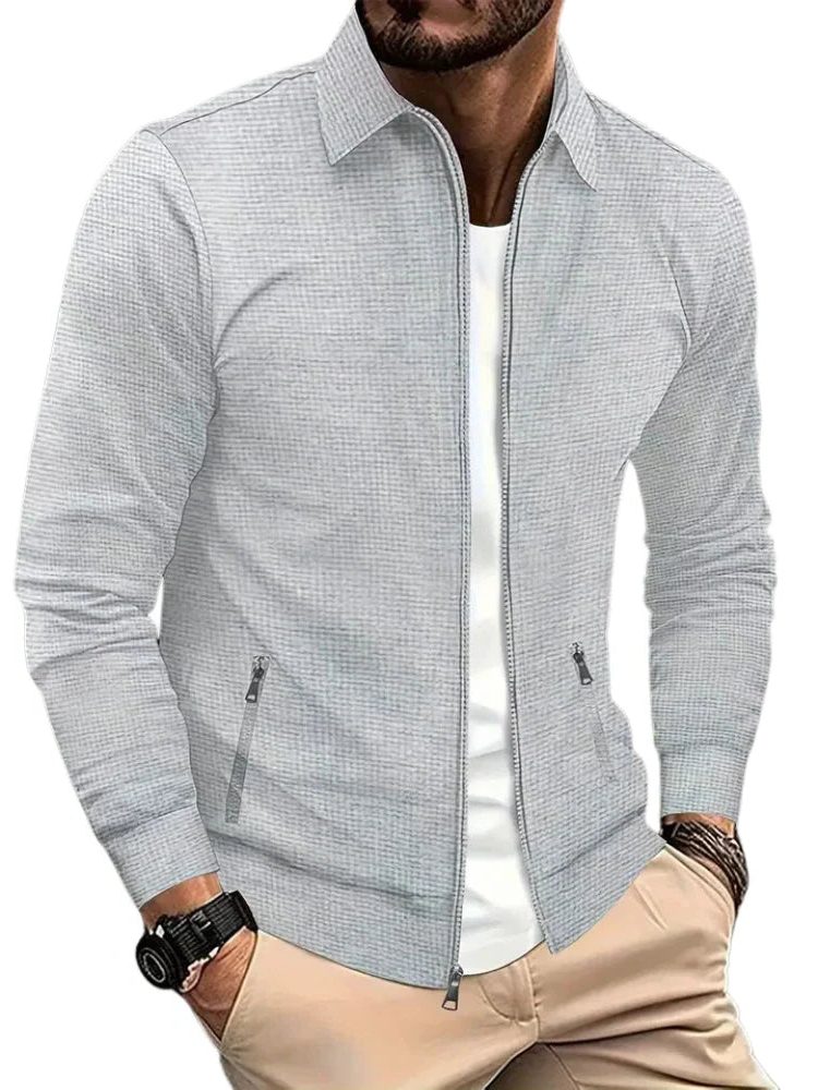 Zip-Up Collared Shirt Jacket for Men