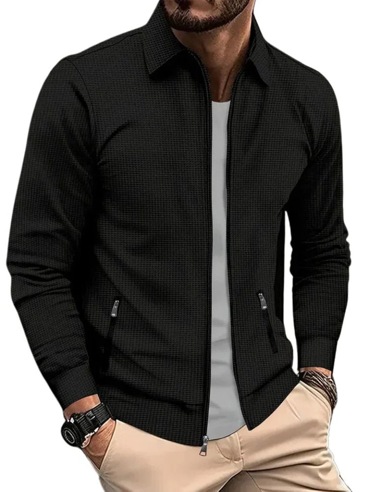 Zip-Up Collared Shirt Jacket for Men