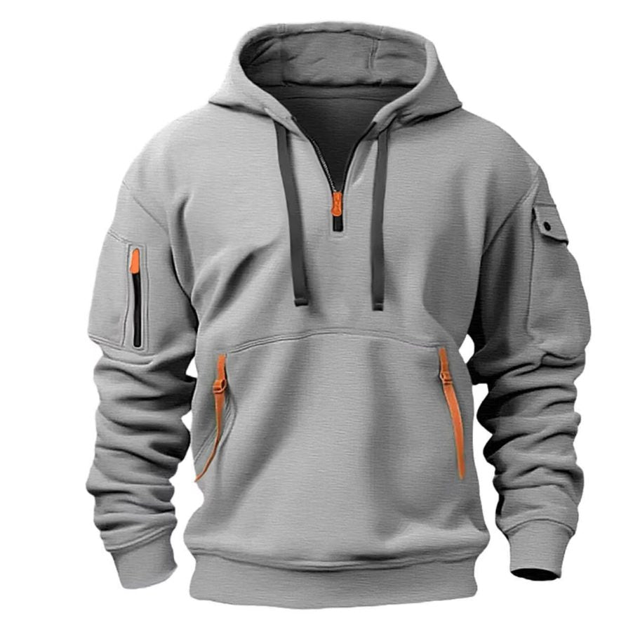 Zip-Up Hoodie with Arm Pocket for Men