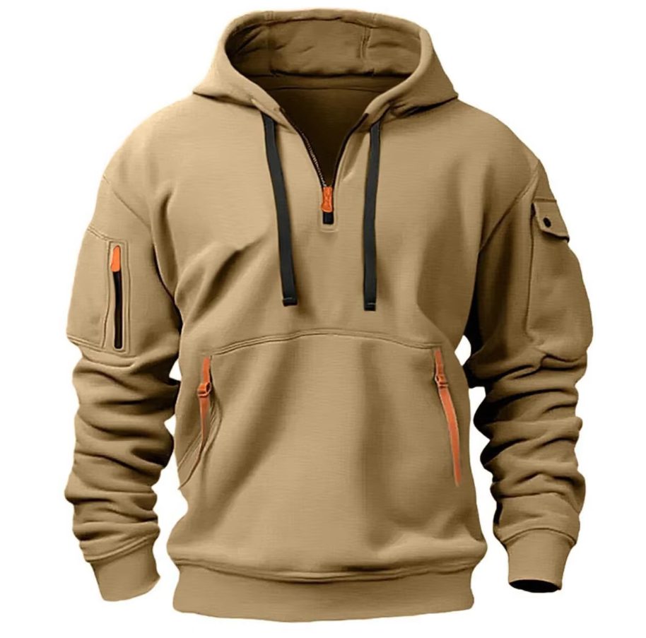 Zip-Up Hoodie with Arm Pocket for Men