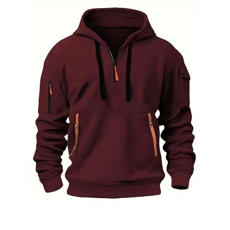 Zip-Up Hoodie with Arm Pocket for Men