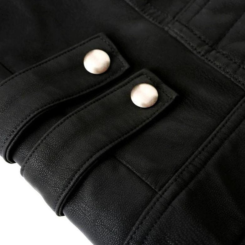 Zip-Up Leather Moto Jacket for Men