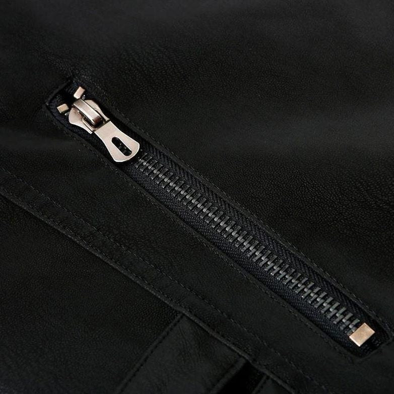 Zip-Up Leather Moto Jacket for Men