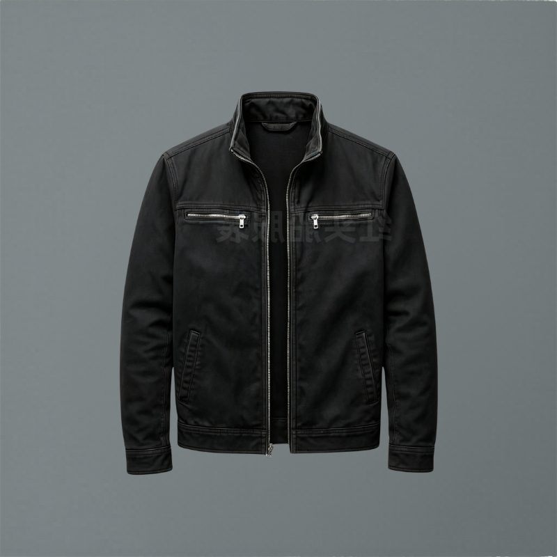 Zip-Up Stand Collar Cotton Jacket for Men