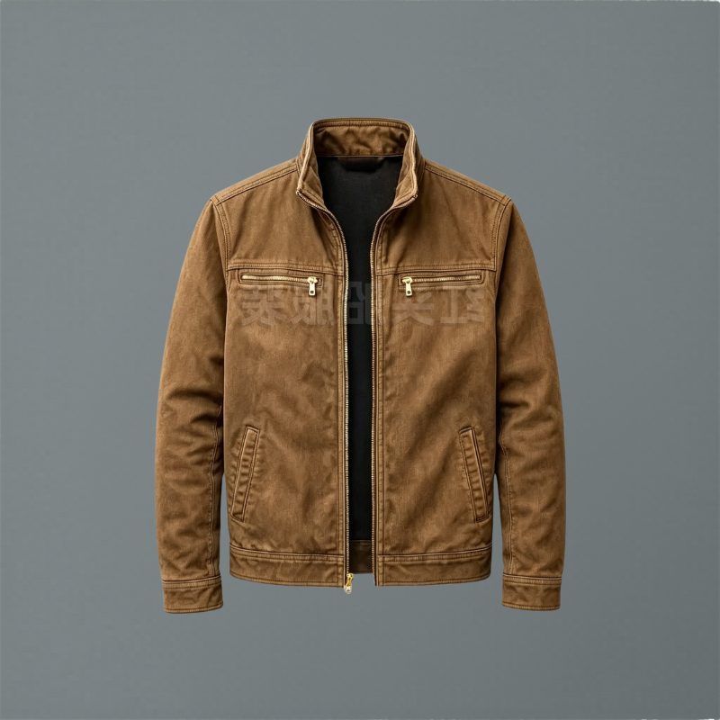 Zip-Up Stand Collar Cotton Jacket for Men