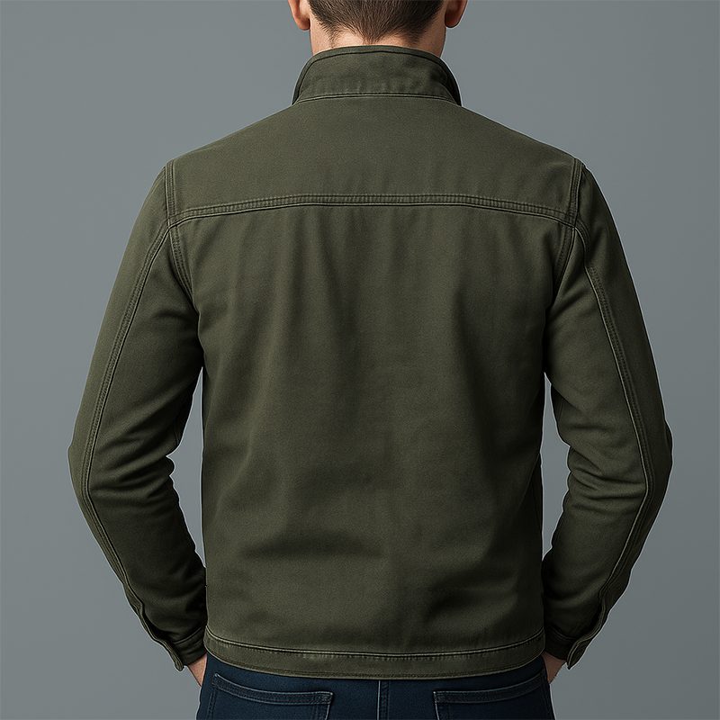 Zip-Up Stand Collar Cotton Jacket for Men