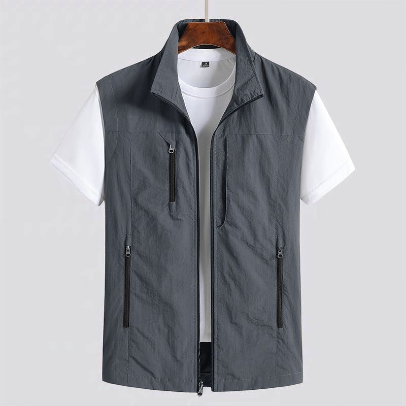 Zip-Up Stand Collar Gilet for Men
