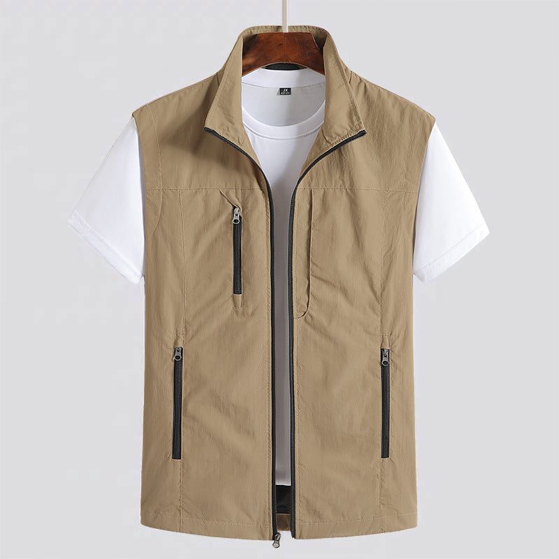 Zip-Up Stand Collar Gilet for Men
