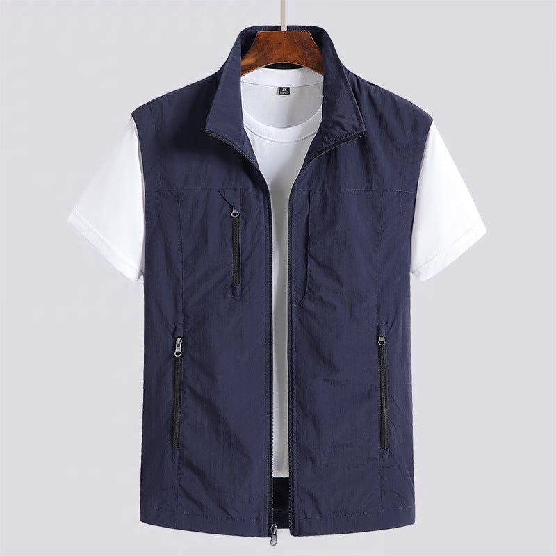 Zip-Up Stand Collar Gilet for Men