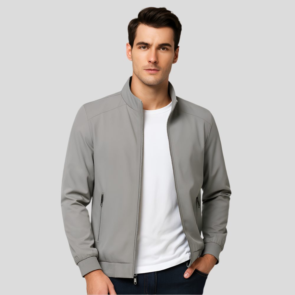 Zip-Up Stand Collar Jacket for Men