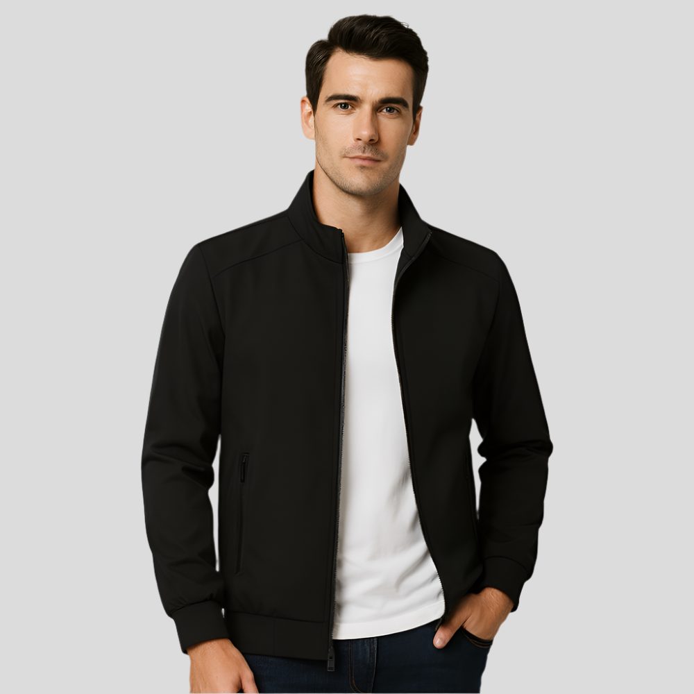 Zip-Up Stand Collar Jacket for Men