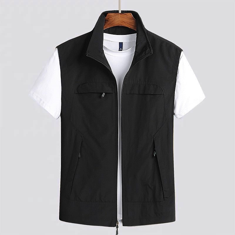 Zip-Up Stand Collar Vest for Men