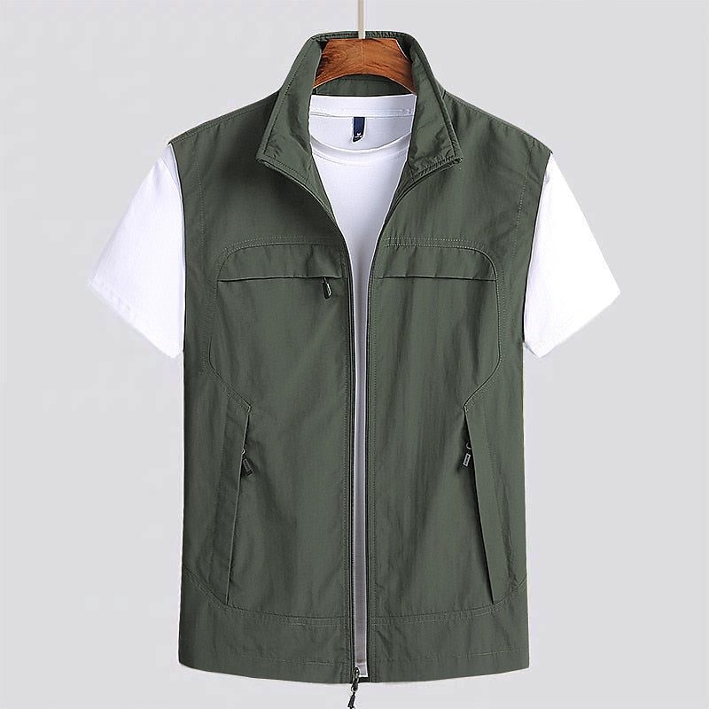 Zip-Up Stand Collar Vest for Men