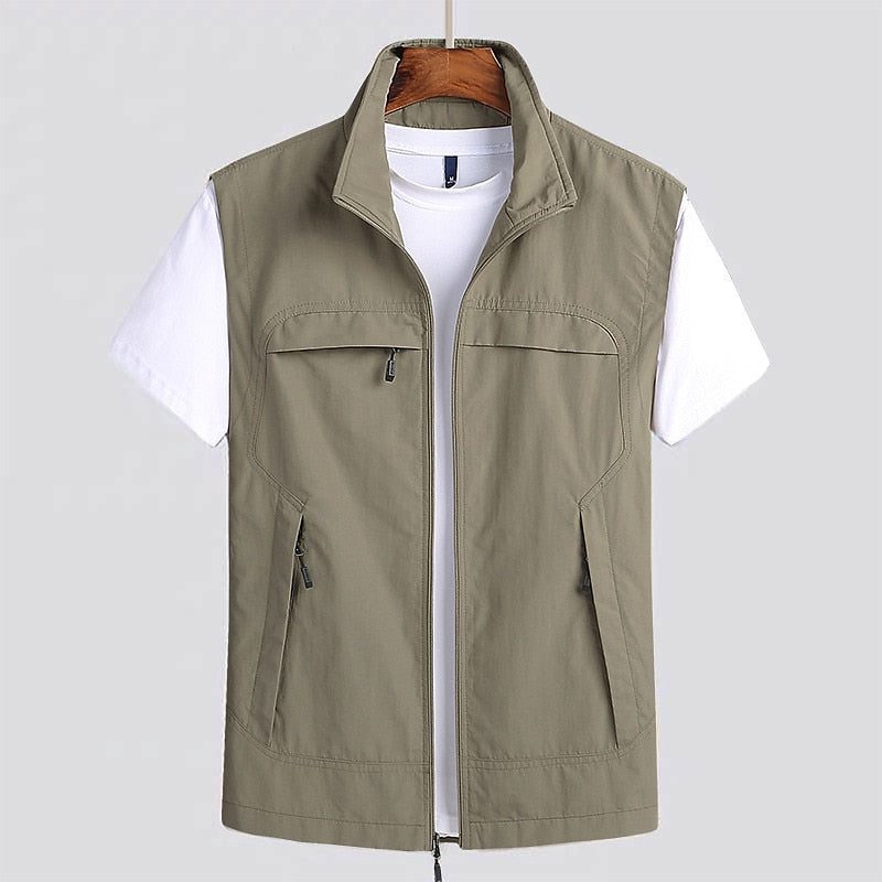 Zip-Up Stand Collar Vest for Men